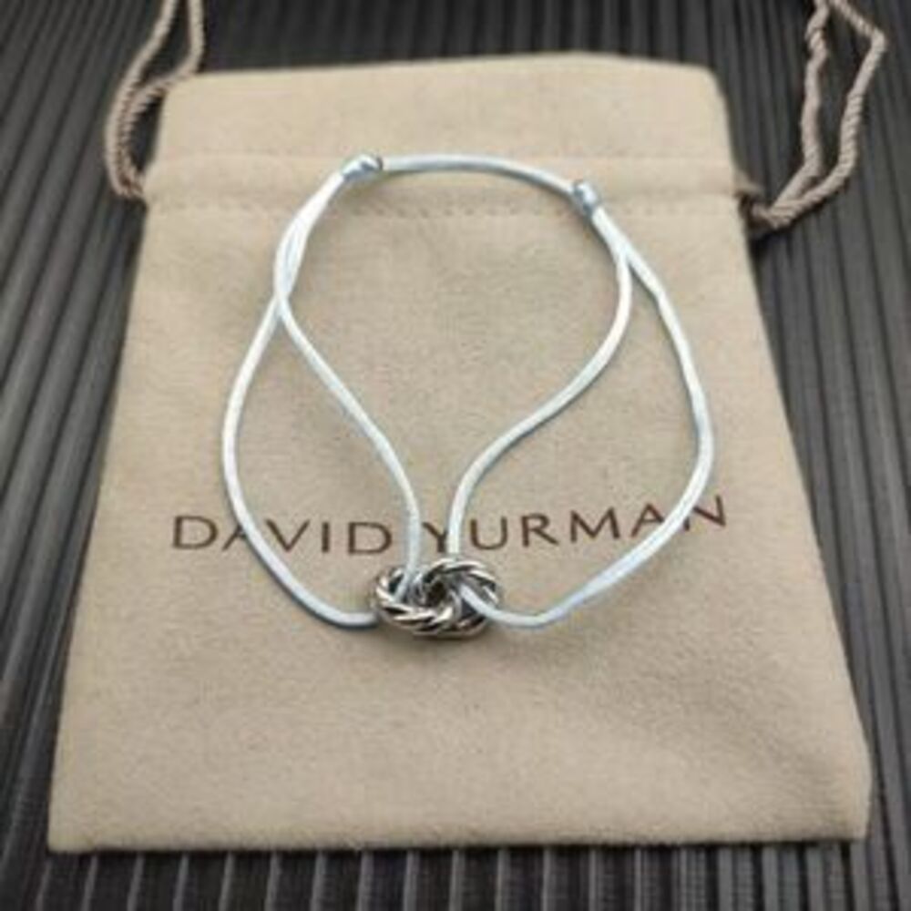 David Yurman Light Blue Double-Ring Silver Nylon Rope Bracelet